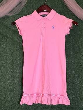 Ralph Lauren Girls Pink Polo Dress Size M (8/10)
